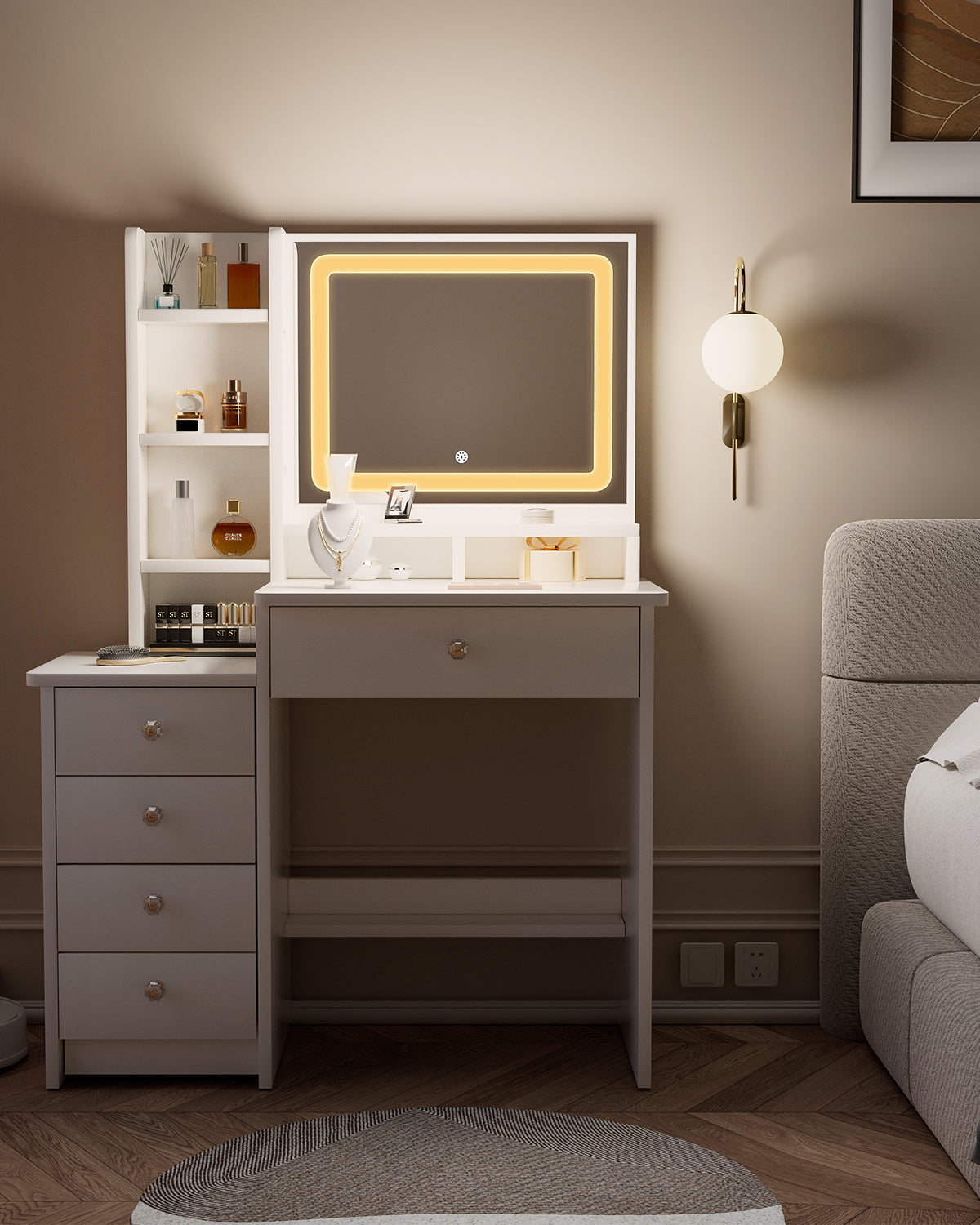 Vanity Table - Model 154- White/Black, 90x40cm