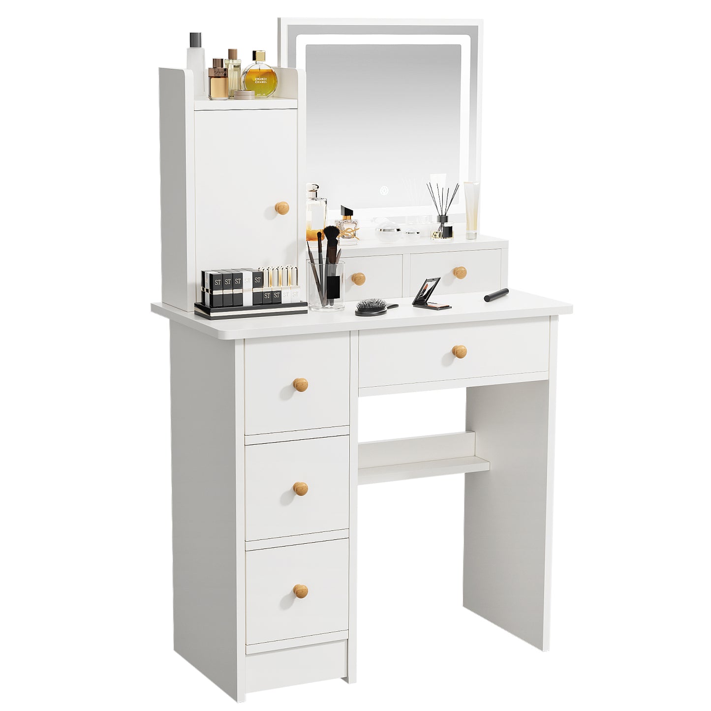 Vanity Table - Model 612A - White, 80x40cm, Stool Included