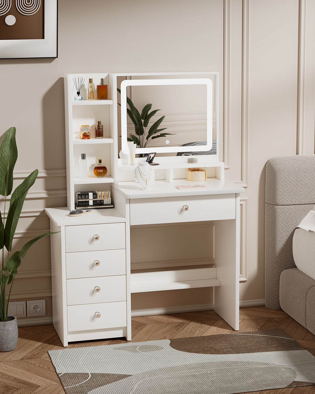Vanity Table - Model 154- White/Black, 90x40cm