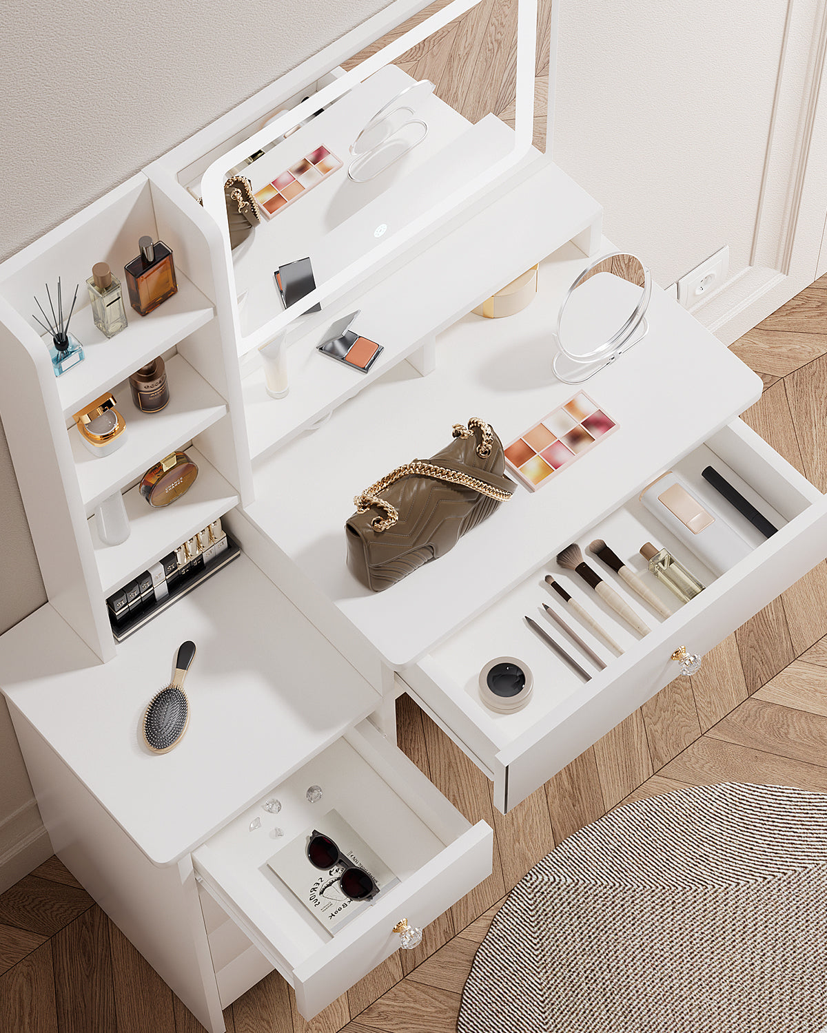 Vanity Table - Model 154- White/Black, 90x40cm