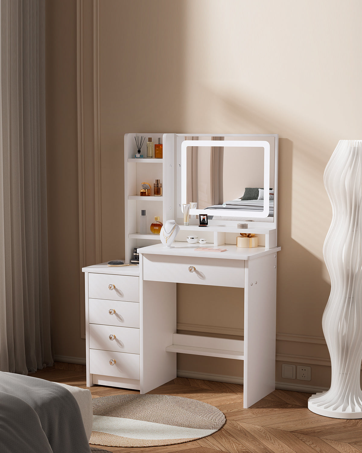 Vanity Table - Model 154- White/Black, 90x40cm